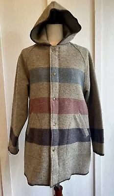 Woolrich Hudson Bay Woman’s Large 1980s Vintage Striped Wool Blend Hooded Coat • $175