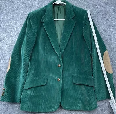 Vintage Bravo! Blazer 12 Emerald Corduroy Suede Elbow Patches Preppy Academic • $49.99