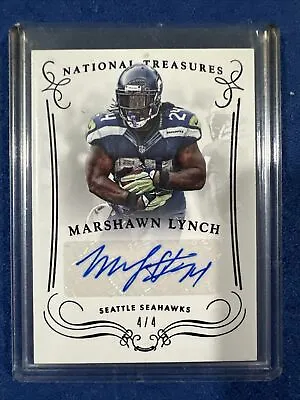 2014 National Treasures Seattle Seahawks Marshawn Lynch Auto Black # /4 • $478.27