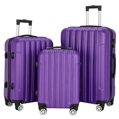 3PCS 20  24  28  Travel Luggage Set ABS Trolley Carry On Suitcase TSA Purple • $86.85