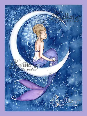 Twinkle Little Star Mermaid Print From Original Painting Camille Grimshaw Moon • $10