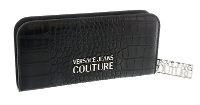 Versace Jeans Couture Black Croc Embossed Continental Wallet • $186.81