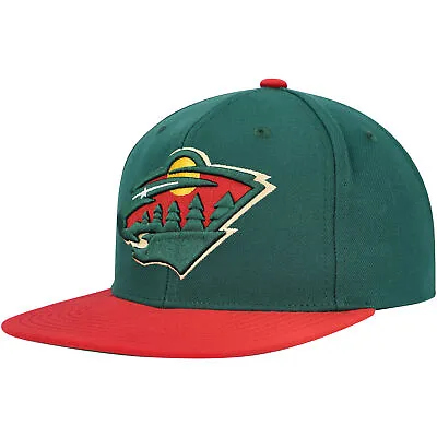 Men's Mitchell & Ness Green Minnesota Wild Core Team Ground 2.0 Snapback Hat • $31.99