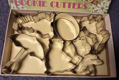 Vintage Easter 6 Metal Cookie Cutters Baking USA • £8.69