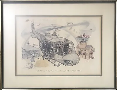 Vintage George Finley Print Aviation Military Helicopter Framed • $244.99