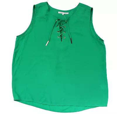 Violet + Claire Sleeveless Lace-Up Front Swing Top Size M Green • $14