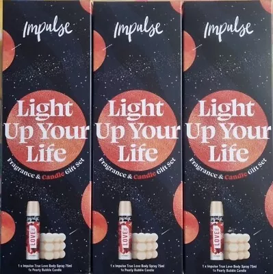 Bnib ♡impulse•light Up Your Life•true Love•fragrance Spray & Candle Gift Set ×3♡ • £14.99
