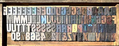 £120 • Buy Letterpress WOOD 2  BOLD Alphabet + Numbers 87pcs **Great Typeface**