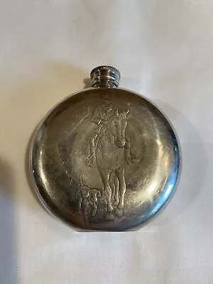 Vtg Pinder Brothers 6 Oz  Pewter Flask Fox Hunting Scene Sheffield • $19.99