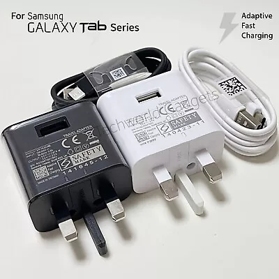 For Various Samsung Galaxy TAB Models Fast Charger Adapter & USB Cable Data Lead • £10.45