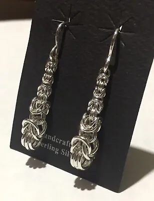 $35.99 • Buy Silver Small Byzantine Teardrop Earrings Handmade(.935 Fine Sterling Argentium)