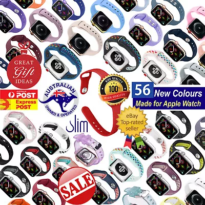 $13.95 • Buy 56 Colours Slim Silicone Glister Watch Band For Apple Watch 45 44 42 41 40 38 AU