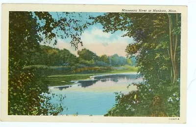 Mankatominnesota-minnesota River--linen--(mn-m) • $3.99