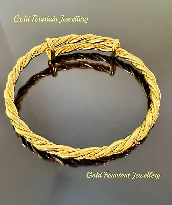 22k 22ct Size 2.8 2.10 2.12 Gold Filled Adjustable Rope Bangle Bracelet 29grams • $26.81