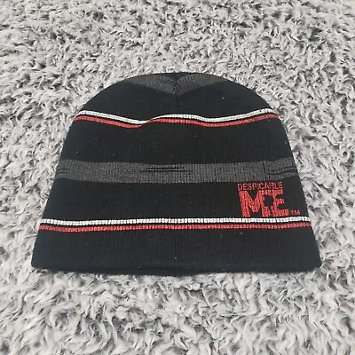 Despicable Me Winter Hat Beanie Black Boys Knit Logo Striped • $4.99