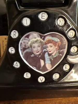 I Love Lucy Telephone Teapot Lucy & Ethel Friends 4Ever Black Ceramic Celebrity • $44.95