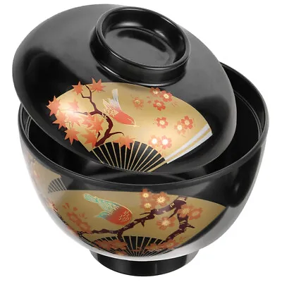 Miso Soup Bowl W/ Lid Japanese Rice Melamine Bowls • £16.99