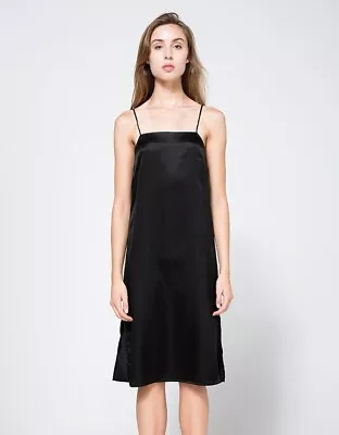 Matin Studio Black Square Neck Dress | 100% Silk | Size AU 6/US 0/XS • £72.39