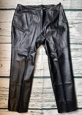 Vintage Wilson Pelle Studio Black Leather Pants Women's Size 18 Motorcycle • $24.99