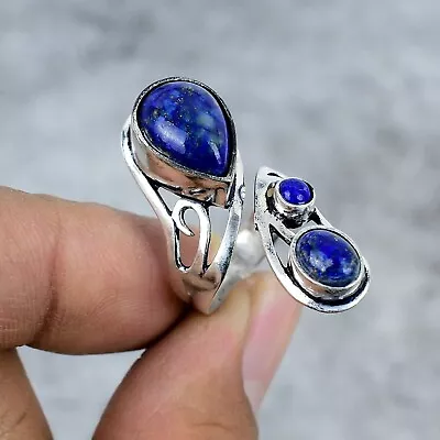 Lapis Lazuli Gemstone 925 Sterling Silver Dainty Handmade Jewelry Ring  All Size • $11.99