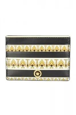 GENUINE Limited Edition VERSACE Nero Gold Multicolour Leather Card Holder • $199