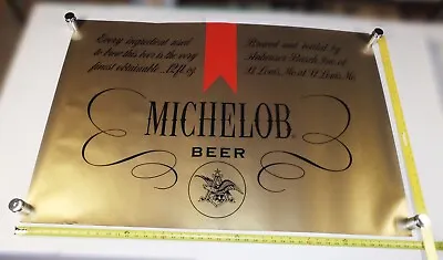 HUGE '70s Vintage 44x29  Metallic Gold Paper BANNER Of MICHELOB Beer Can Design • $195