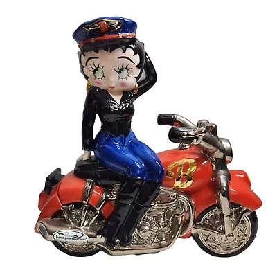 Vintage 2000 BETTY BOOP Biker Cookie Jar Motorcycle Rider Hand Painted Clay Art • $99.99