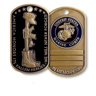 Marine Corps Fallen Heroes Dog Tag 2.25  Engravable  Challenge Coin • $36.99