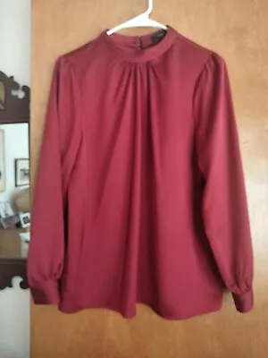 J Crew Solid Red Long Sleeve Round Neck Two Buttons Back Clousure Size Small • $42