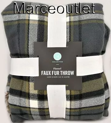 Martha Stewart Collection Flannel Faux Fur Throw 50  X 60  Gray • $12.50