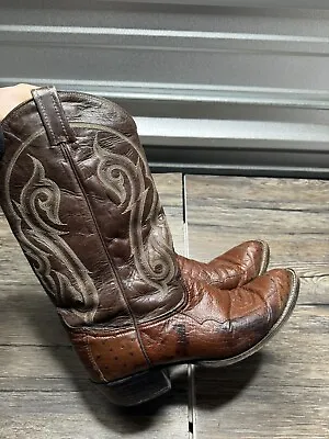 Vintage Tony Lama Exotic Brown Cowboy Western Boots Leather Lizard Skin Men 10.5 • $62.99