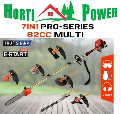 Garden Tool 62cc 7in1-multitool Chainsaw Brushcutter Hedge Trimmer+2-extn 10%off • £155