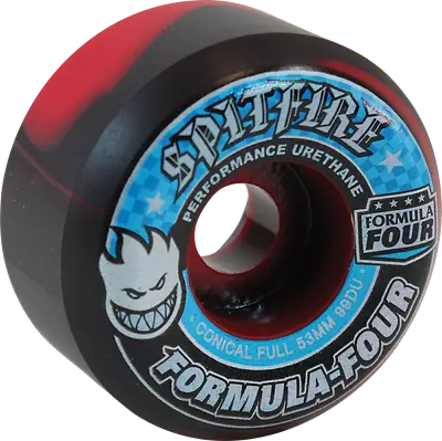Spitfire Formula Four Conical Full 53mm 99a Black / Red Swirl Skateboard Wheels • $48