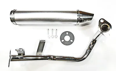 GY6 50cc Scooter Performance Exhaust Muffler 4  Stroke QMB139 Silver Cannister • $54.99