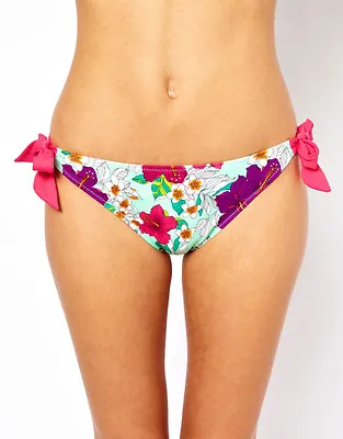 Marie Meili Blue Aqua Floral Tie Side Bikini Bottom K-24 • £5