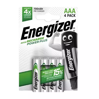 4 X Energizer Power Plus AAA 700mAh Batteries Rechargeable Ni-Mh 1.2V Accu HR03 • $10.49