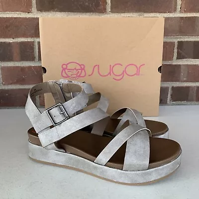 Sugar Milly Grey Metallic Platform Sandals Women’s Size US 9 M NEW • £23.51