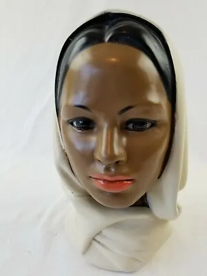 1960s Marwal Bust Of Middle Eastern African Asian Vintage Woman Chalkware • $10.95