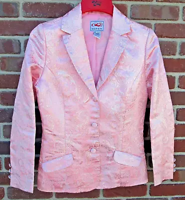 Roper Women's Small Western Dress Jacket Blazer Metallic Pink Paisley Floral EUC • $24.99