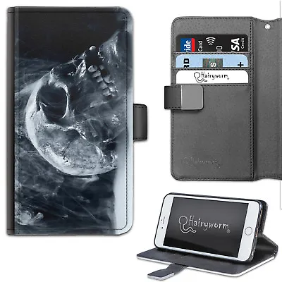 $27.02 • Buy Smoking Skull Phone Case;PU Leather Wallet Flip Case;Cover For Samsung;Apple