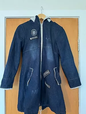  Size M Denim Parka Coat Hooded Jacket  • £1.99