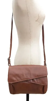 Vintage Brown Tan Leather Saddle Shoulder Satchel Bag Cartridge  • £29