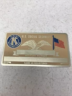 New Vintage SSN Social Security Card Metal USA Kiwanis International Club • $5.92
