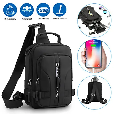 Men's Backpack Sling Shoulder Bag Crossbody Travel Chest Pack Outdoor Waterproof • $12.48