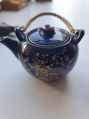 Vintage Japanese Blue Porcelain Floral Small Teapot. • £10