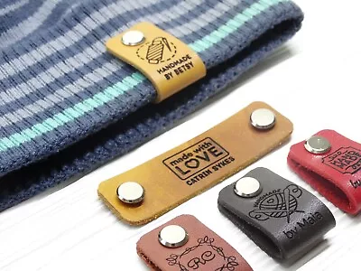 $26.99 • Buy Personalized Leather Labels With Rivet For Crochet, Beanie Tags (set Of 20)