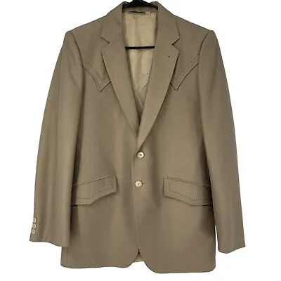 Mens Vintage Falcone Western Cowboy Blazer Jacket Dress Size 40R Tan 3834 USA • $49.99