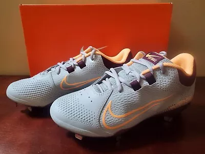 NIB Size 9 Womens Nike Hyperdiamond 4 Pro Metal Softball Cleats Gray Maroon New • $49.99