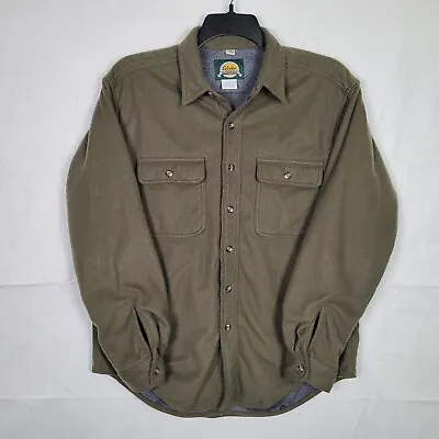 Cabela's Vintage Button Up Mens XL Green Flannel Polartec Lined Wind Stopper • $38.15