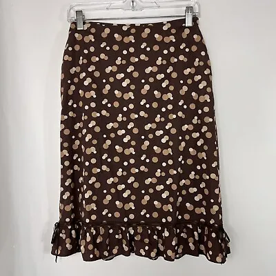 Vintage J. Crew Skirt Women's Petites 4P Below Knee Midi Brown Polka Dot • $15
